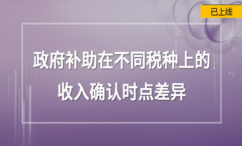 政府補助在不同稅種上的收入確認時點差異